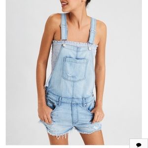 Denim short overalls